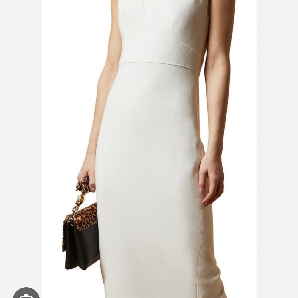 Ted Baker White Sheath Midi Dress V-Neck Sleeveless